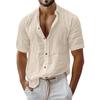 Men's Summer Solid Color Lapel Short-sleeved Shirt Men's Casual Fashion Short-sleeved Shirt