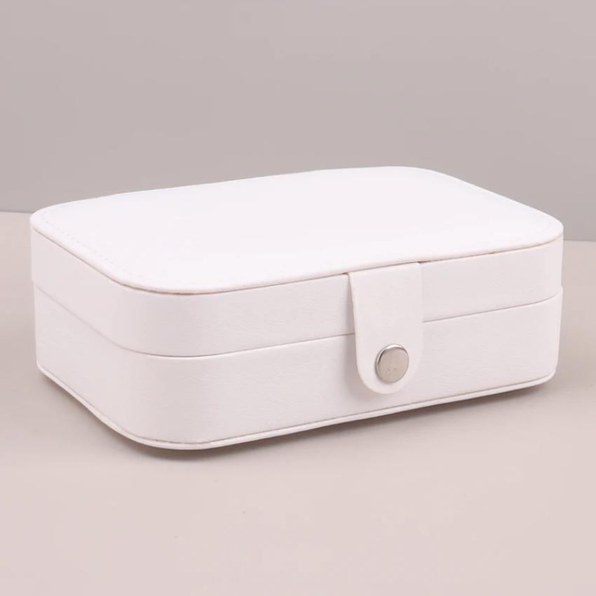1 boîte de rangement portable à double couche pour bijoux - Organisez vos boucles d'oreilles, colliers et bagues - Organisateur de bureau en cuir PU pour une utilisation à l'hôtel