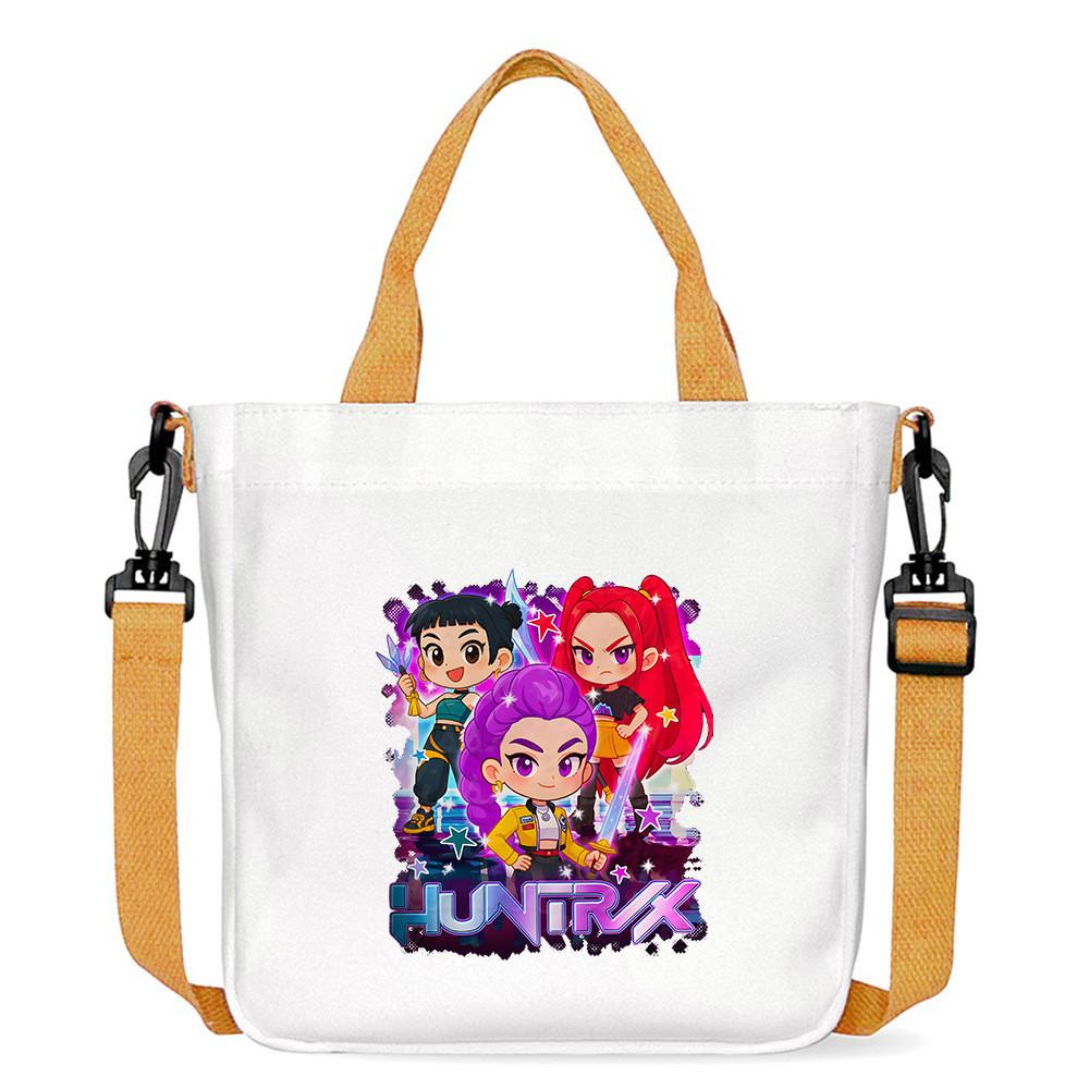 Kids Girls Kpop Hunters Derpy Rumi Zoey Mira Printed Student Lightweight Crossbody Bag Casual Canvas Shoulder Bags