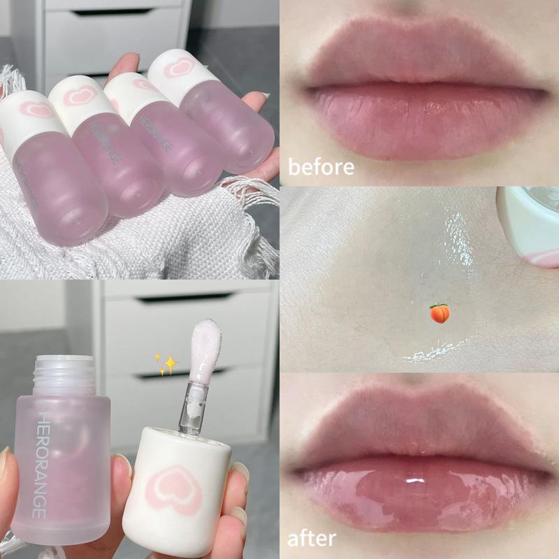 Herorange Moisturizing Lip Gloss Long-Lasting Moisturizing Anti-Drying Lightening Lip Lines Mirror Transparent Lip Glaze Lip Oil