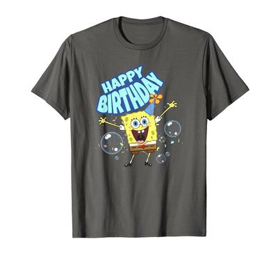 T-shirt Bob l'éponge Carré Joyeux Anniversaire Bulles