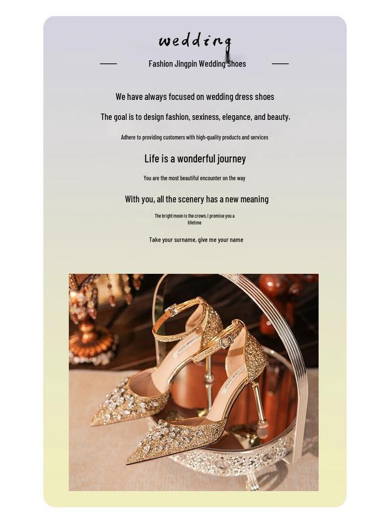 Élégants Talons Hauts à Paillettes avec Une Bride en Strass – Parfaits pour les Mariages et les Banquets