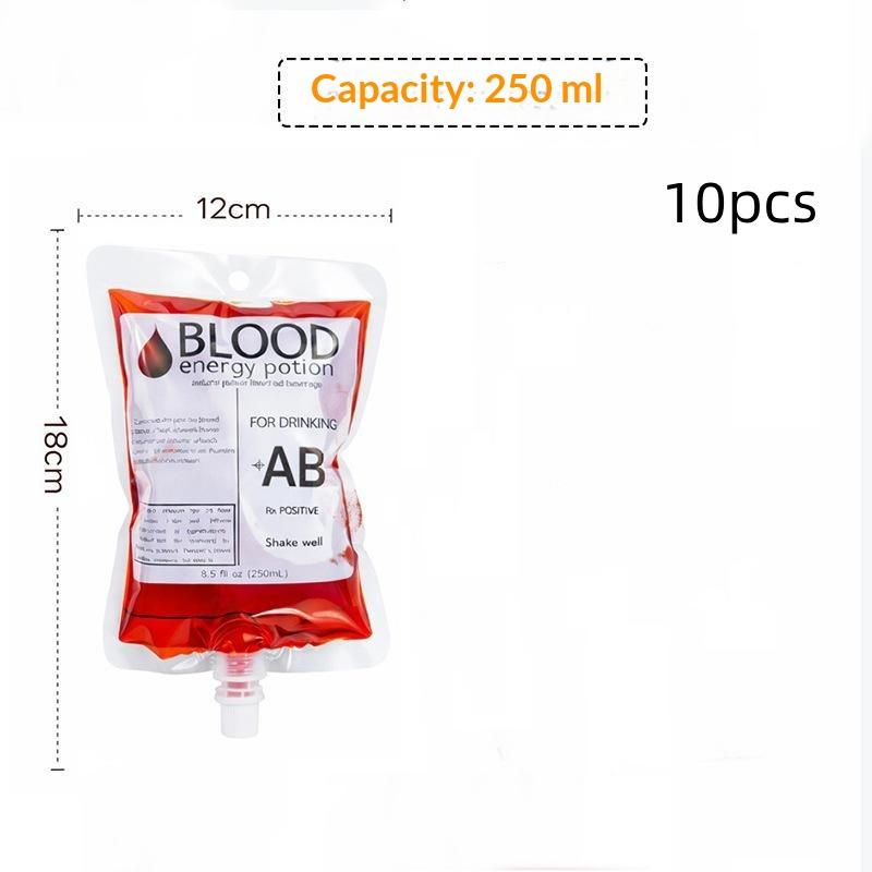 Halloween Blood Sucking Juice Pouches 10Pcs 250ml Food Grade Reusable Drink Bags for Halloween Decor