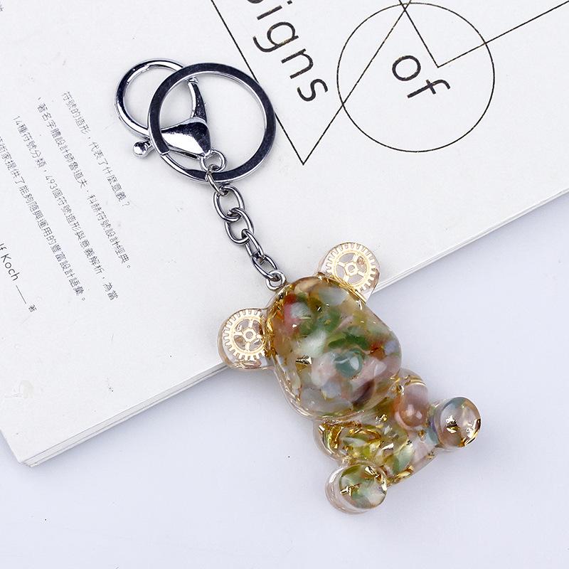 Crystal Resin Bear Keychain - Creative Hugging Bear Design for Car Keys