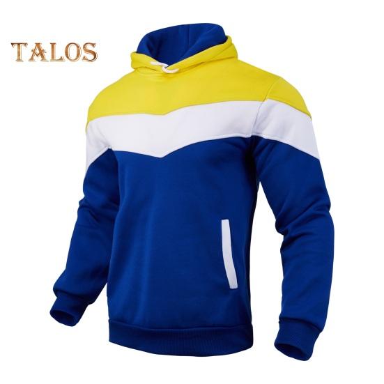 Herren Kapuzenpullover Herbst Winter Colorblock Kordelzug Dicker Plüsch Lange Ärmel Große Tasche Mit Kapuze Retro Dünn Locker Alltagskleidung Lässiges Sporttop
