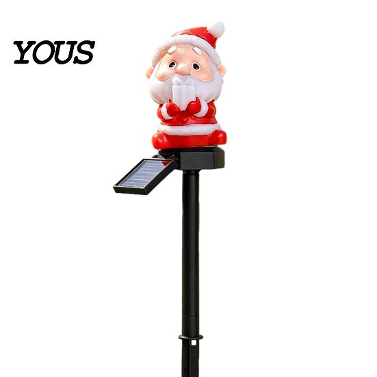 Weather Resistant Landscape Lighting Christmas Solar Stake Lights, Santa Snowman Tree Figurine Lawn Powered Yard Gifts Waterproof Warm LED Lights