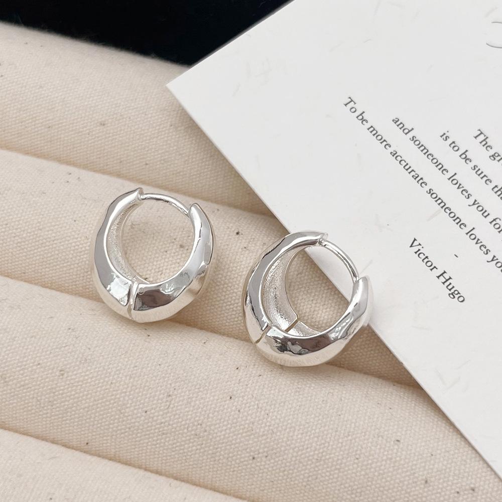 925 Silver Vintage Gold Round Earrings For Women Trendy Earring Jewelry Prevent Allergy Party Accessories Gift