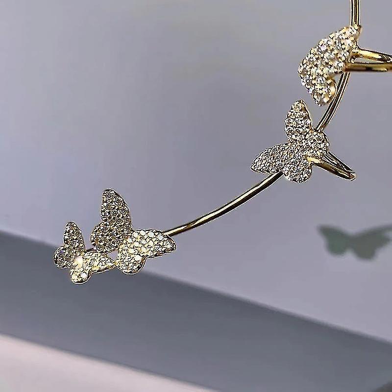 Single Fairy Temperament Diamond-studded Butterfly Earhooks/ Exquisite Geometry