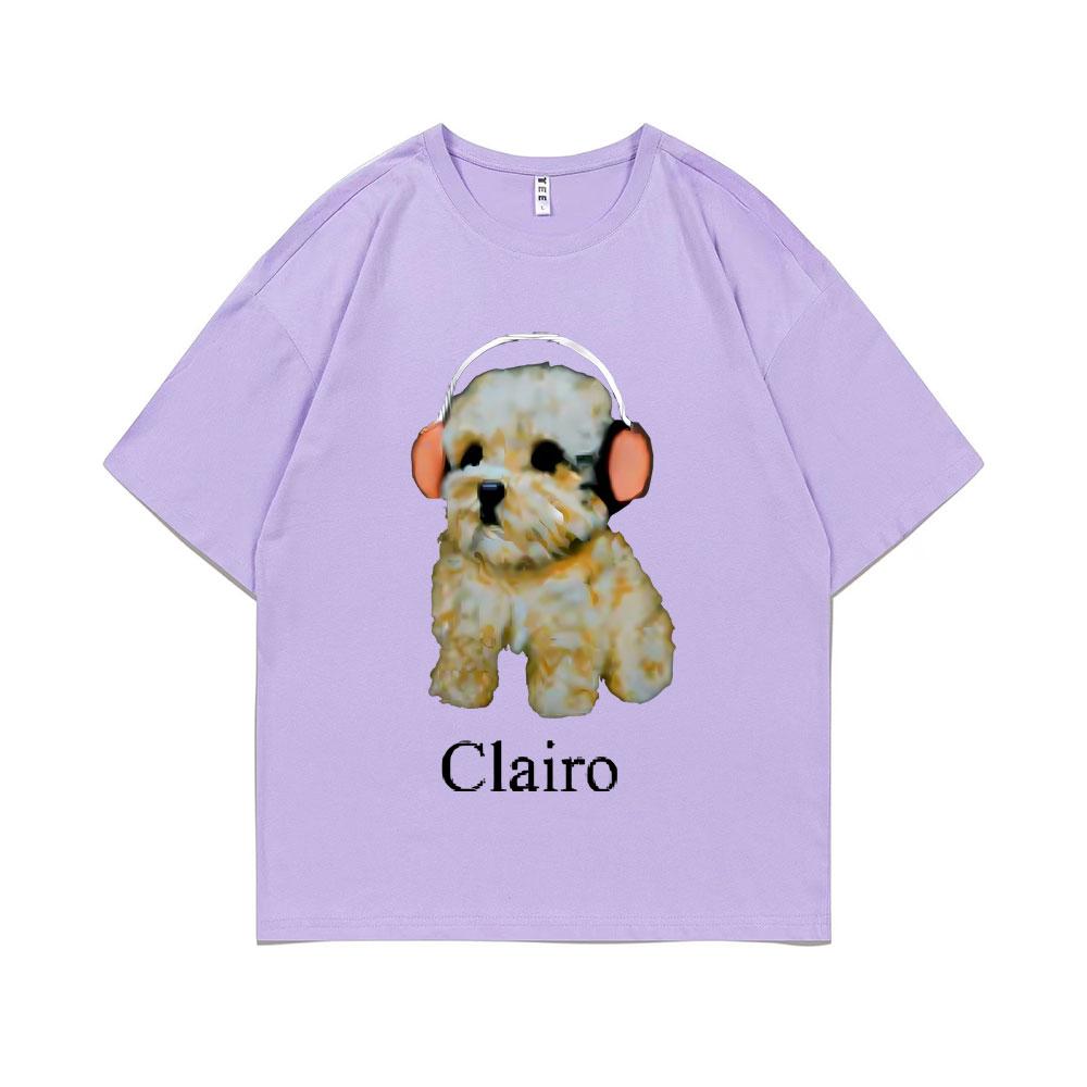 Clairo Dog Puppy Headphones Graphic Print Tshirt Summer Male Fashion Oversized Streetwear Unisex Women Cute Kawaii Tshirt Tops