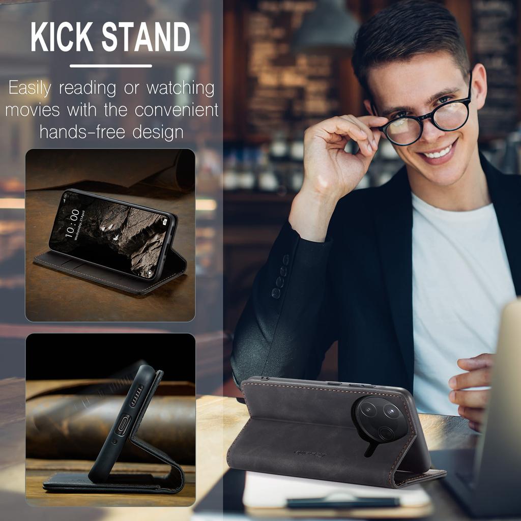 Luxus Retro Hülle für Xiaomi Poco F7 F5 Pro Mehrere Kartenfächer Standfunktion Handyhülle für Poco F7 Ultra Leder Brieftasche