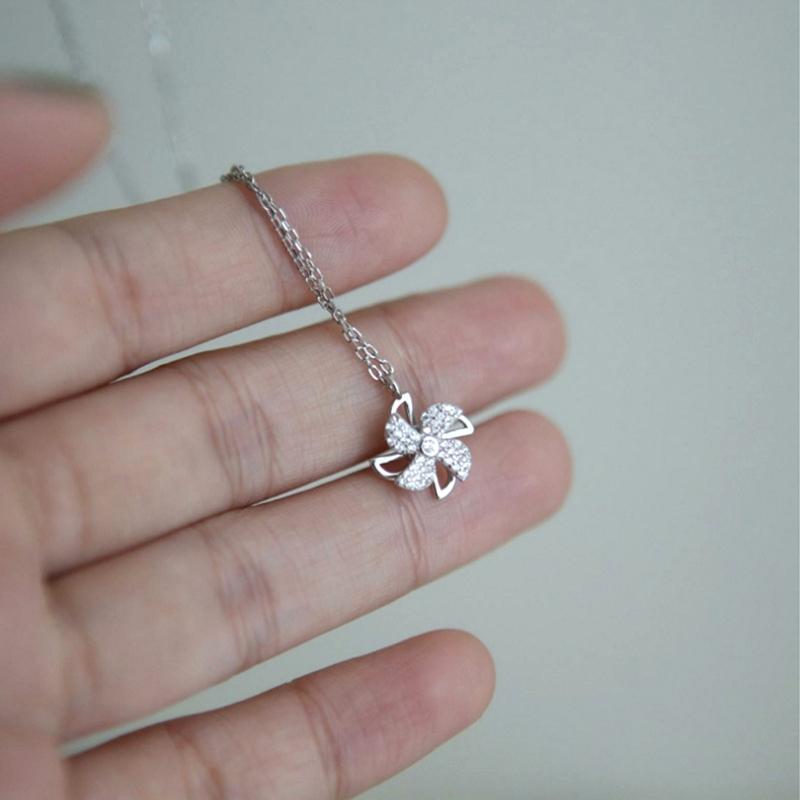 Rotatable Windmill Pendant Necklace Sweet Women's Necklace Delicate Windmill Charm Necklace Relieve Anxiety Necklace Ins