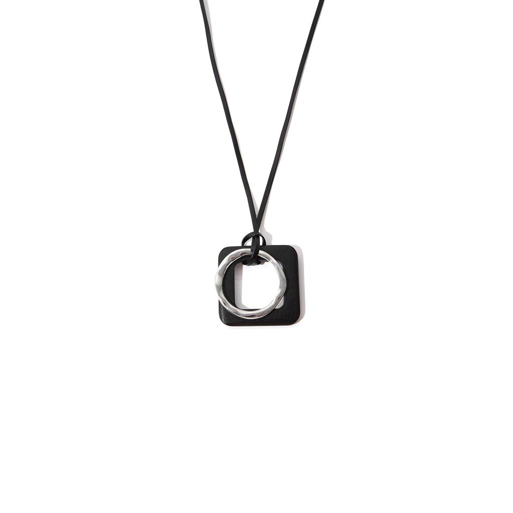 Zen Round Square Simple Pendant Necklace, Retro Bohemian Ethnic Style Personalized Fashion Items
