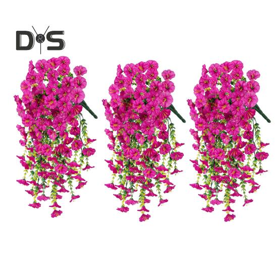 3 Stück Hängende Künstliche Prunkwinde UV-Beständig Realistisch Echte Seidenblume Hochzeitsparty Innen Außen Garten Wandbehang Kunstblumen Dekoration