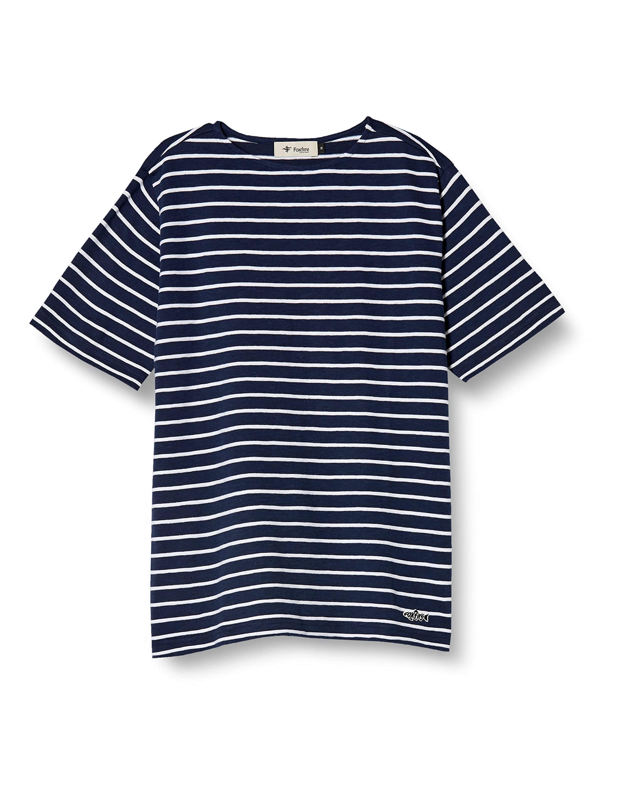 

Foxfire Men s Slub Border Crew S/S T-Shirt, Navy (5215333)