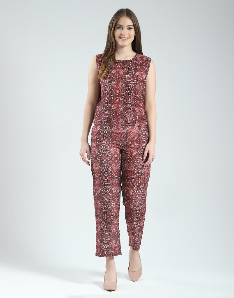 MONTE CARLO Damen Bedrucktes Rundhals Ärmellos Regular Fit Kordelset