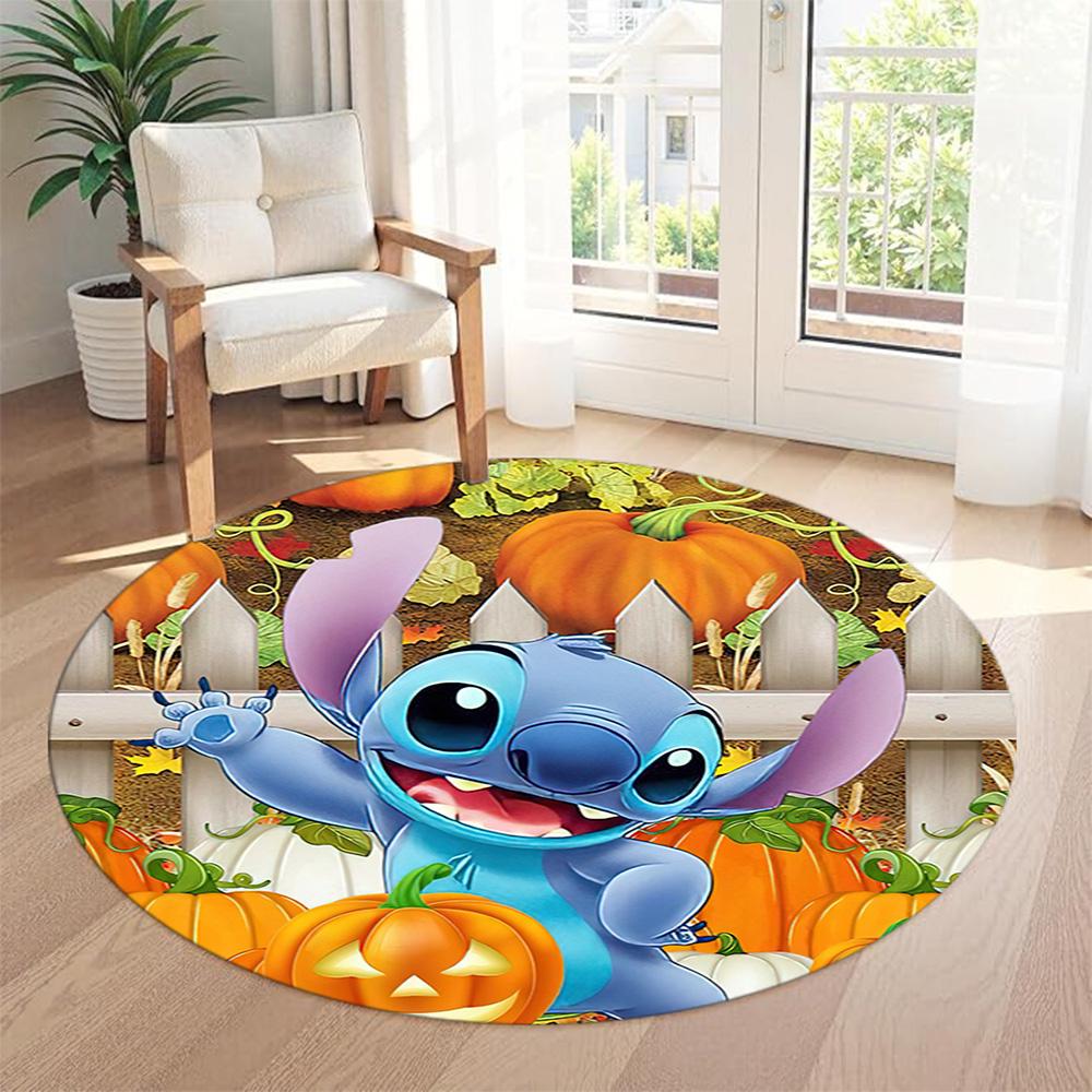 Stitch Tropical Round Carpet Design for Dining Room Game Room Playrooms Entryway Anti-slip Round Rug Office home decor Gift for Festivals