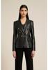 AL KHALID Klassischer echter Lammfell Leder Stilvoller Knopf Damen SCHWARZ Party Blazer