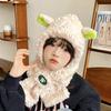 Women's Cozy Fox Ear Plush Hat with Integrated Scarf - Warm, Soft Lei Feng Design for Autumn and Winter. Perfect Ear Protection for Students.