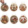 Plastic Christmas Tree Baubles Rhinestone Painting Suncatcher Kit, Round DIY Hanging Decor Ornaments for Gifts Home, Craft Pendant Holiday Party