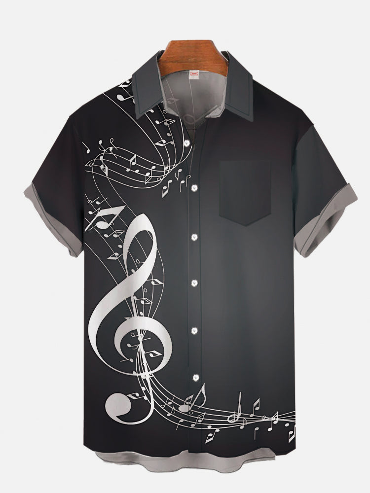 Nuova Moda Elementi Musicali Arte Hawaiana Note Stampa 3D Camicia a Maniche Corte Moda Camicie Hawaiane Per Uomo Harajuku