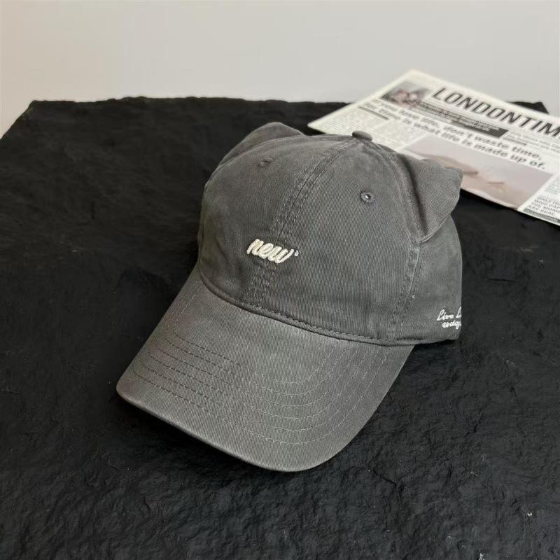 Three-Dimensional Cat Ears Baseball Cap Female Trendy Cool Babes Letter Embroidery Versatile Sunshade Showing Face Small Cap