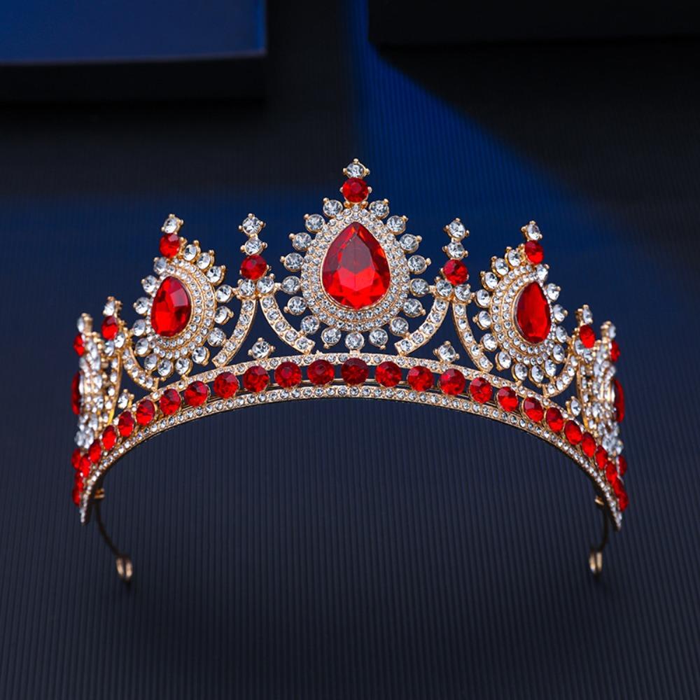 Multicolor Baroque Pageant Crown Luxury Wedding Crown Metal Queen Princess Tiara  Party Supplies