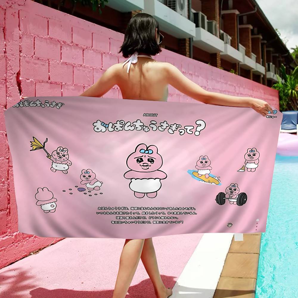 Cute cartoon pink O-Opanchu U-Usagi Microfiber Blanket Quick Drying Beach Towels Oversized Printing Super Absorbent Pool Towel