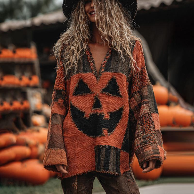 Camicetta da Donna Scollo a V Manica Lunga Vestibilità Regolare Casual Stampa Floreale Camicia Boemia