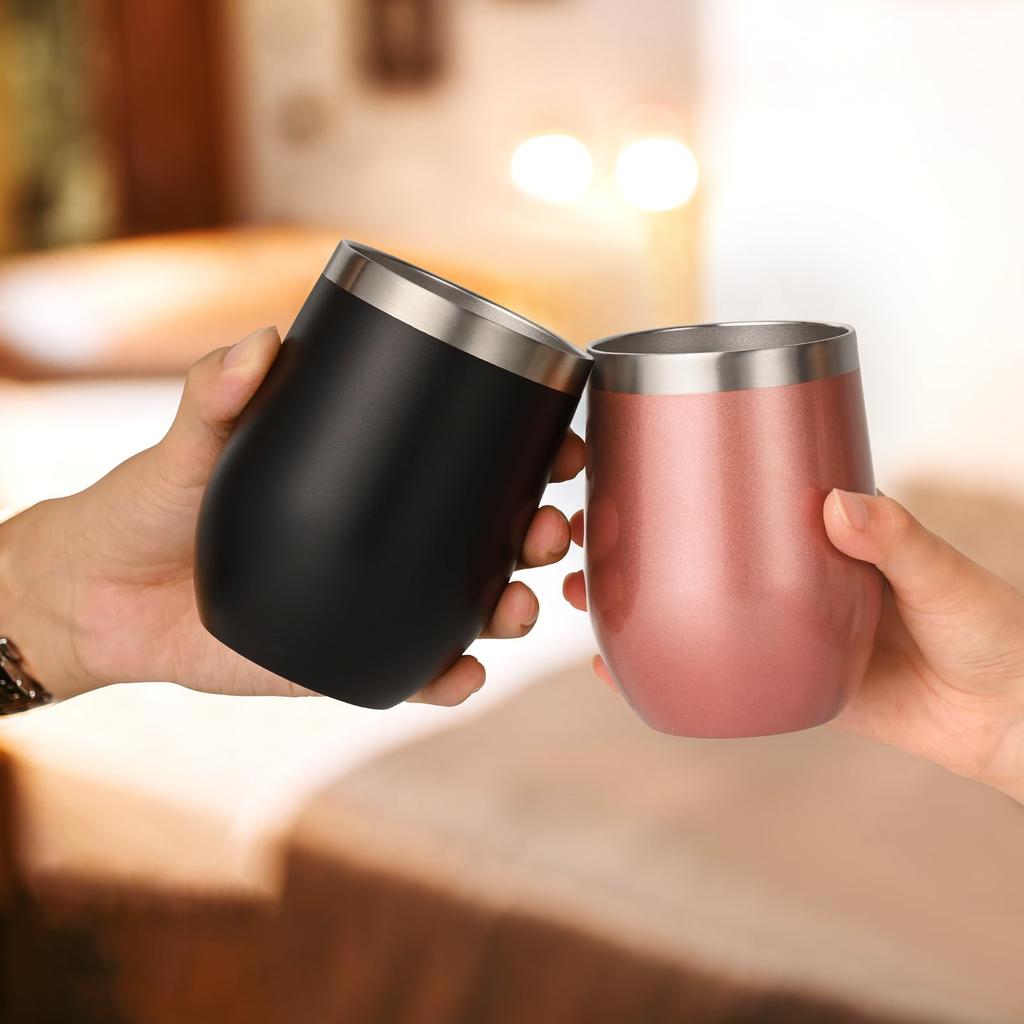 Livole Stainless Steel Vacuum with and 350ml Set of Perfect for Perfect for and Black Rose Gold Tumblers, Insulated, Double-Walled, Lids, Spill-Proof,
