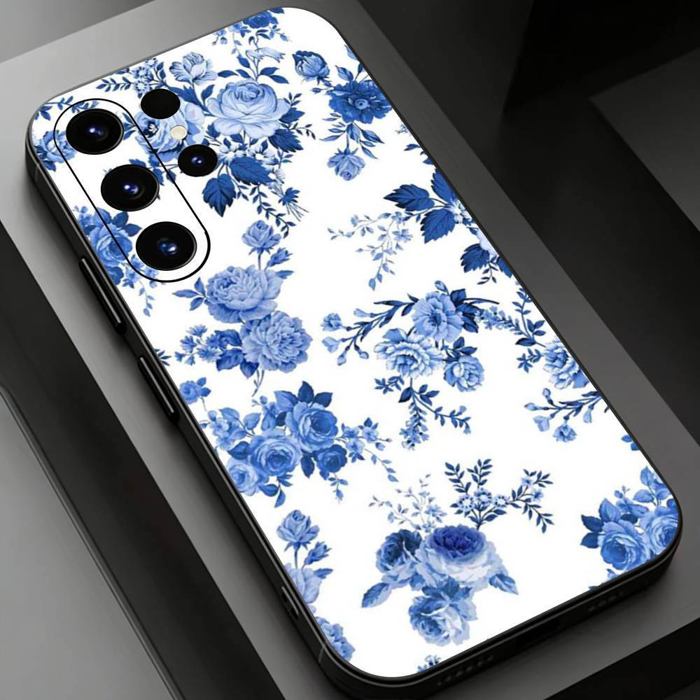 Blue and White Porcelain Funda Phone case for Samsung Galaxy S24,25,26,23 22,21,S20 Plus Ultra FE soft fundas cases