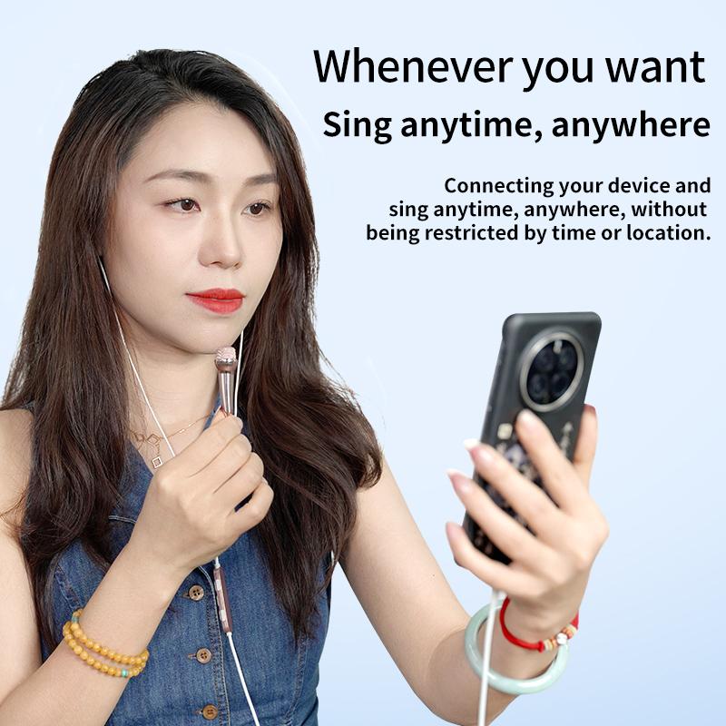 Type-C For Live Broadcast Karaoke Earphones With Sound Card Headphones With 2 HD Mic In-ear Surround Sound Headsets for Samsung