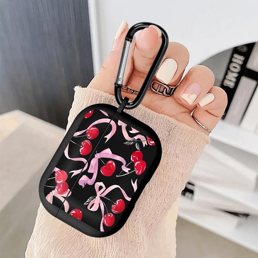Earphone Cases Cover Case For Airpods 3 Pro 4 1 Pro3 Pro2 2 Korean Cute Bow Cherry