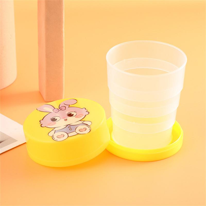 Creative Portable Folding Cup Cute Cartoon Telescopic Plastic Water Cup Outdoor Mouthwash Cup Travel Drinking Cup Kitchen Supply