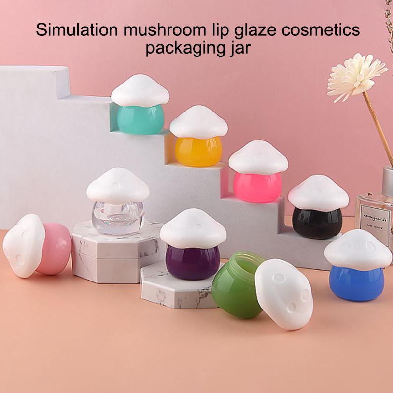 1Pcs 10Ml Portable Lip Gloss Empty Bottle Cute Mushroom Plastic Balm Container Jar Shaped Reusable Refillable Makeup Container
