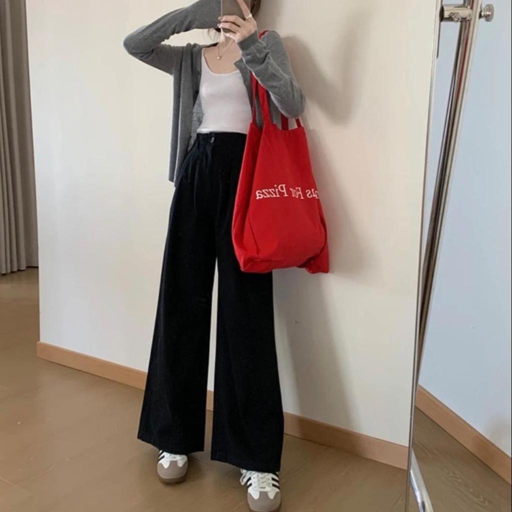 2026 Korean Style High Waist Wide-Leg Casual Pants: Early Spring Fashion Drape, Versatile and Slimming