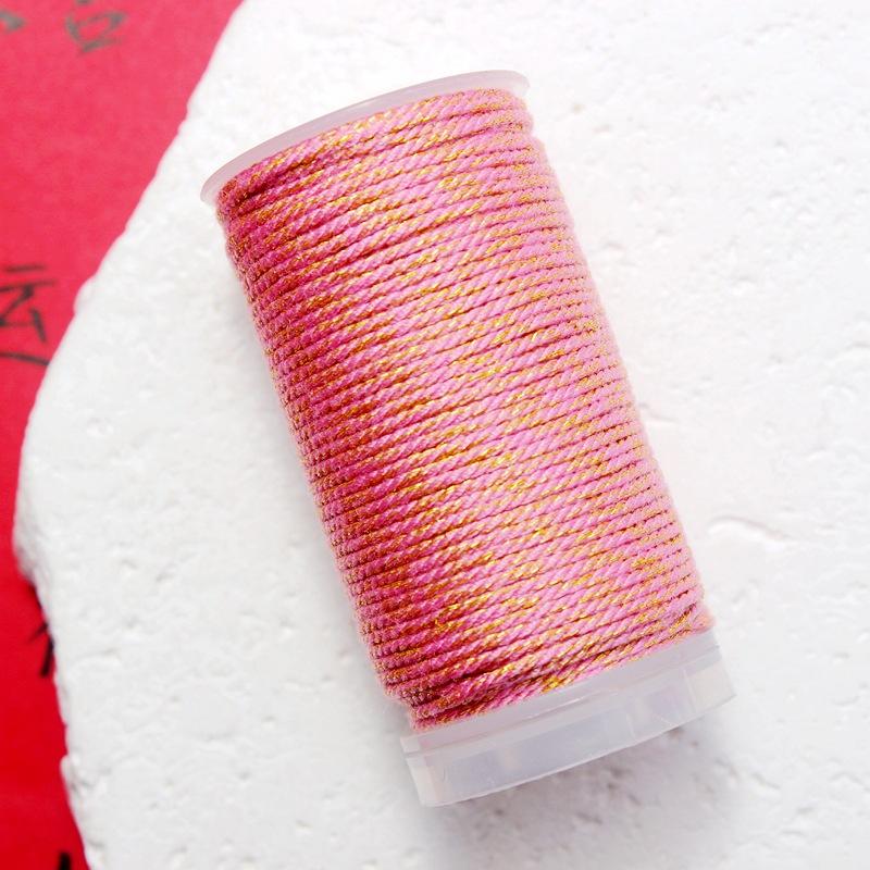 1.0/1 2Mm Sprinkling Gold Thread Plus Gold Hand Rubbing Cotton Thread 18 Strands Non-Elastic Hand Cotton Thread 25 Meters Roll Diy Braided Rope Wenwan
