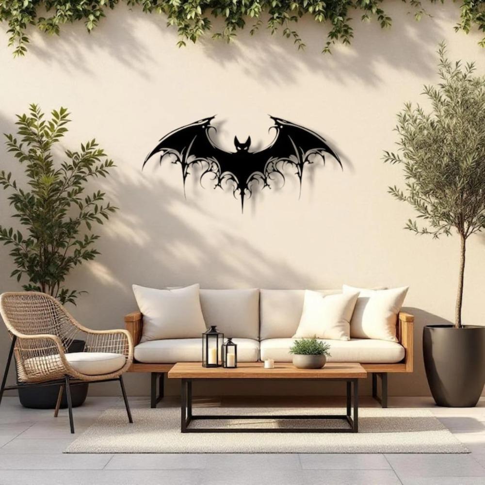 Gothic Iron Bat Wall Art, Fantasy Home Decor, Halloween Gothic Wall Hanging, Metal Sculpture