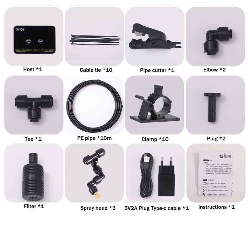 WiFi Rainforest Irrigation Timer Watering System Fog Nozzles Irrigation Kit Automatic Spray Misting Plant Watering System
