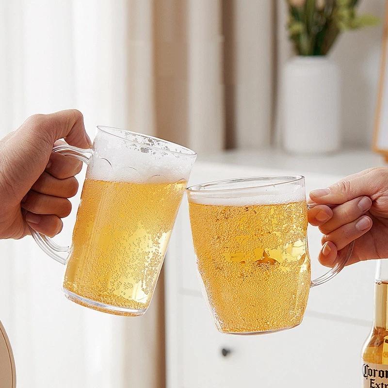 Clear Unbreakable Plastic Beer Mug Food Safe Acrylic Drinking Cup for Pool Party Travel Coffee Juice Milk Water