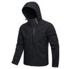 Men's Waterproof Hooded Windbreaker Jacket with Detachable Hood and "EXPLORE" Zip Pocket - Lightweight Outdoor Hiking and Travel Coat.
