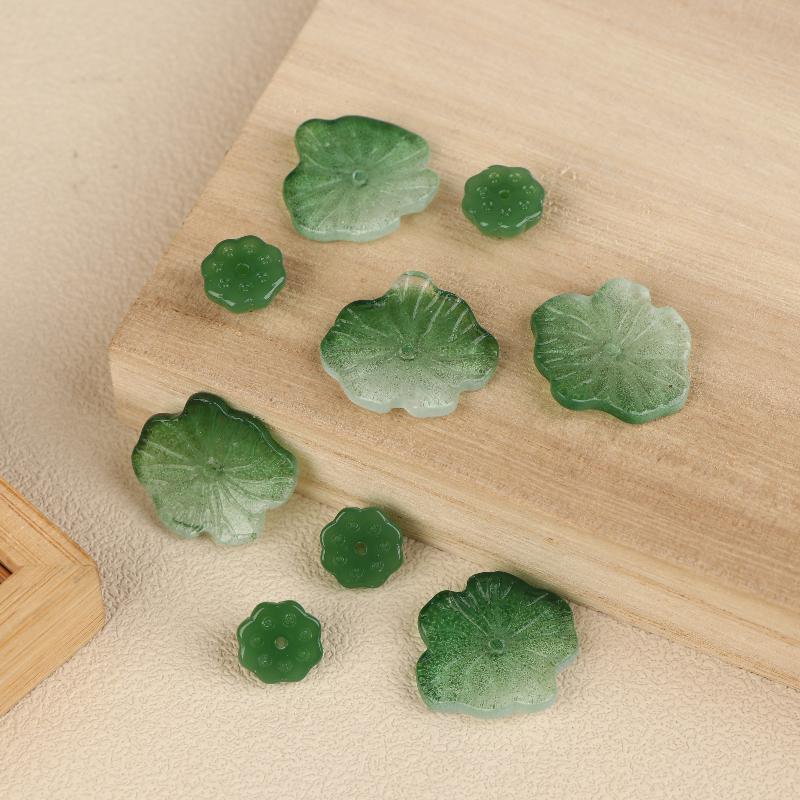20Pcs Glass Lotus Flower Lotus Seedpod Beads Diy Jewelry Making Supplies Accessories For Handcraft Craft Kit