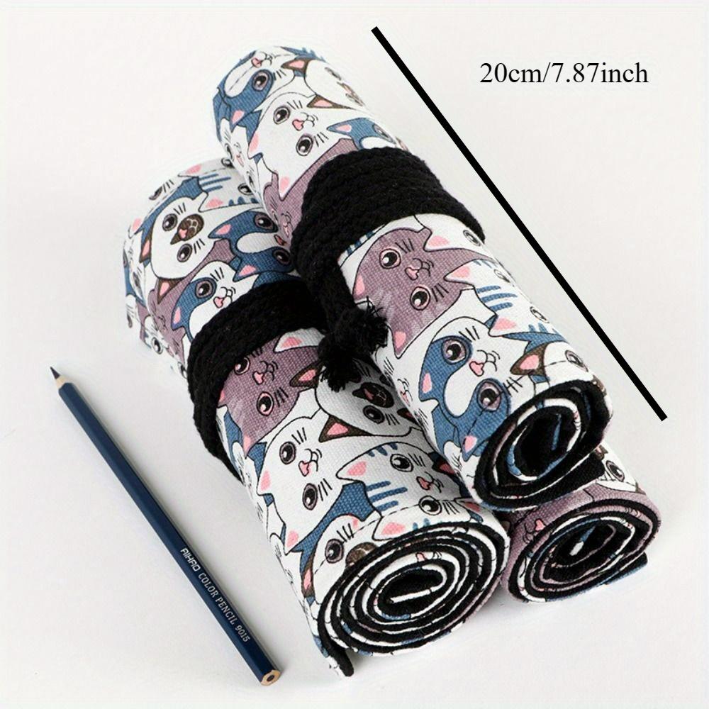 Constellation Printing Canvas Roll Up Pen Curtain Pencil Bag Case Makeup Brush Wrap Holder Storage Pouch Stationery Organizer