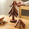 Yousheng Christmas Tree Trivet Set Wooden Coasters with Stand Heat-Resistant Pot Holders Festive Table Protector for Hot Dishes