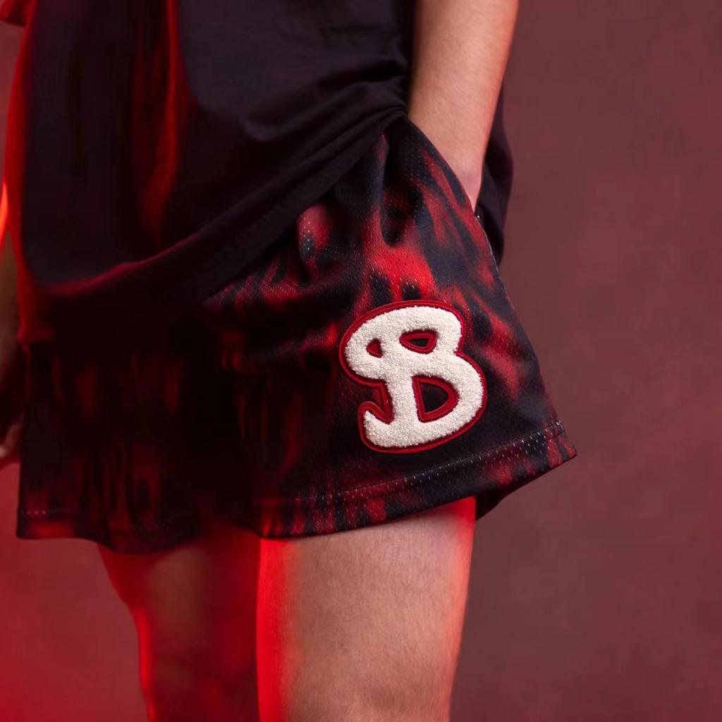 BKTSQD American Trend Ghost Style Men's Quick-Dry Mesh Basketball Shorts