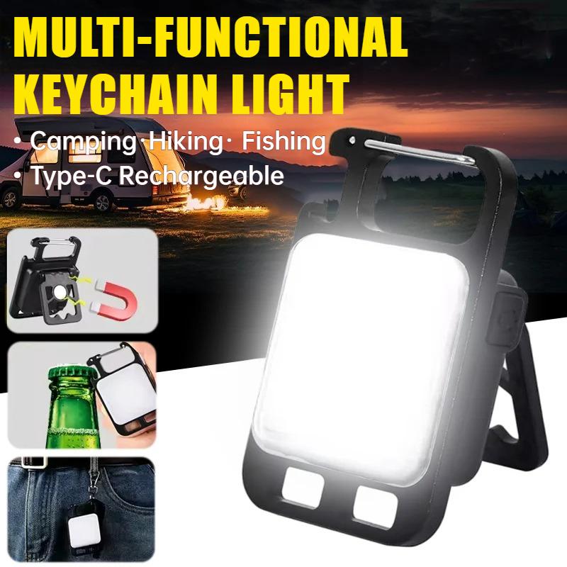 Portable Keychain Light Mini Multifunctional Camping Flashlight USB Rechargeable Work LED Bright COB Pocket Clip Lantern