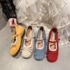 French fairy square head ballet shoes new autumn bow skirt single shoes soft-soled Mary Jane shoes
