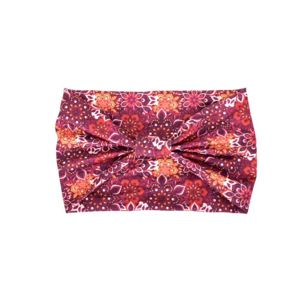 

Женская широкая повязка на голову в богемном стиле, ретро-повязка, эластичный мягкий тюрбан с узлом, подходит для йоги, аксессуары для волос One size