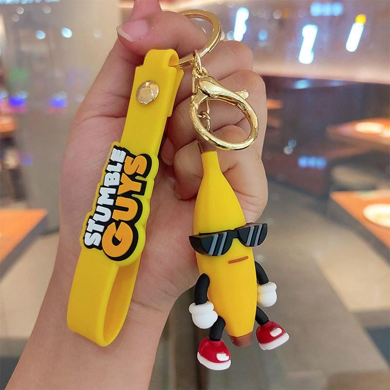 Adorable Cartoon Silicone Keychain Trinket Cute Cat Wolf Keyring For Gifting