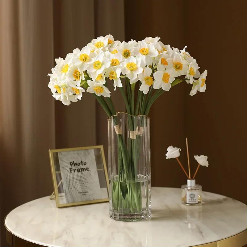 DIA  Pastoral Style Narcissus Bouquet Fake Flowers Artificial Flowers Living Room Decoration Table Flowers Indoor Decoration