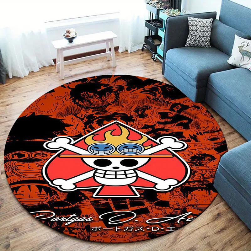 One Piece Straw Hat Pirates Round Area Rug Carpet Rug For Living Room Bedroom Sofa Playroom Decor Nonslip Floor Mat